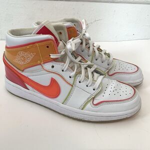 Nike Air Jordan 1 Mid Womens 8 Shoes Sneakers Edge Glow White Pink Green Blast